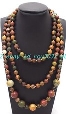 Pretty Natural 8mm 12mm Multicolor Picasso Jasper Gemstone Round Beaded 28-36in