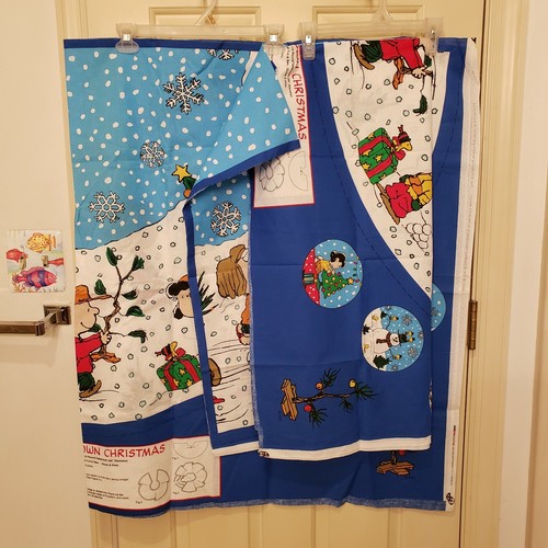 Charlie Brown Christmas Peanuts Tree Skirt 2 UNQUILTED Fabric Panels DIY Sewing - Picture 6 of 12