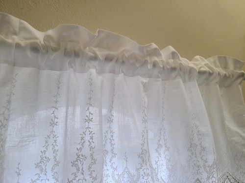 Beautiful White Embroidered Kitchen Half Curtain White Sheer Rod Pocket Curtain - Picture 8 of 10