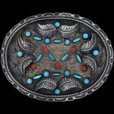 XL Sterling Silver Native American Handmade Old Pawn Western 70s Vtg Belt Buckle