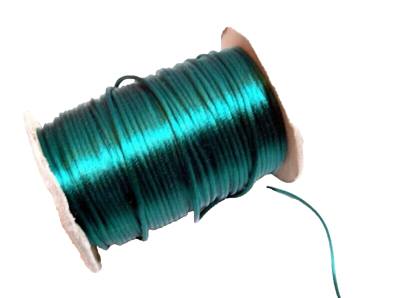 Cordón satinado cola de rata verde selva Schiff 1/8 pulgada de ancho x 20 yardas #2 cable B16 Foto 2 de 3