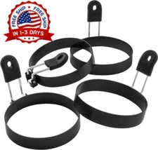 Molde Para Freir Huevos Panqueques 4 Anillos Para Dar Forma Acero inoxidable NEW