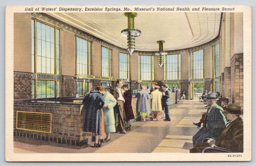 Missouri Postcard Excelsior Springs Hall Mineral Water Dispensary MO c1930-40s - 第 1/3 張圖片