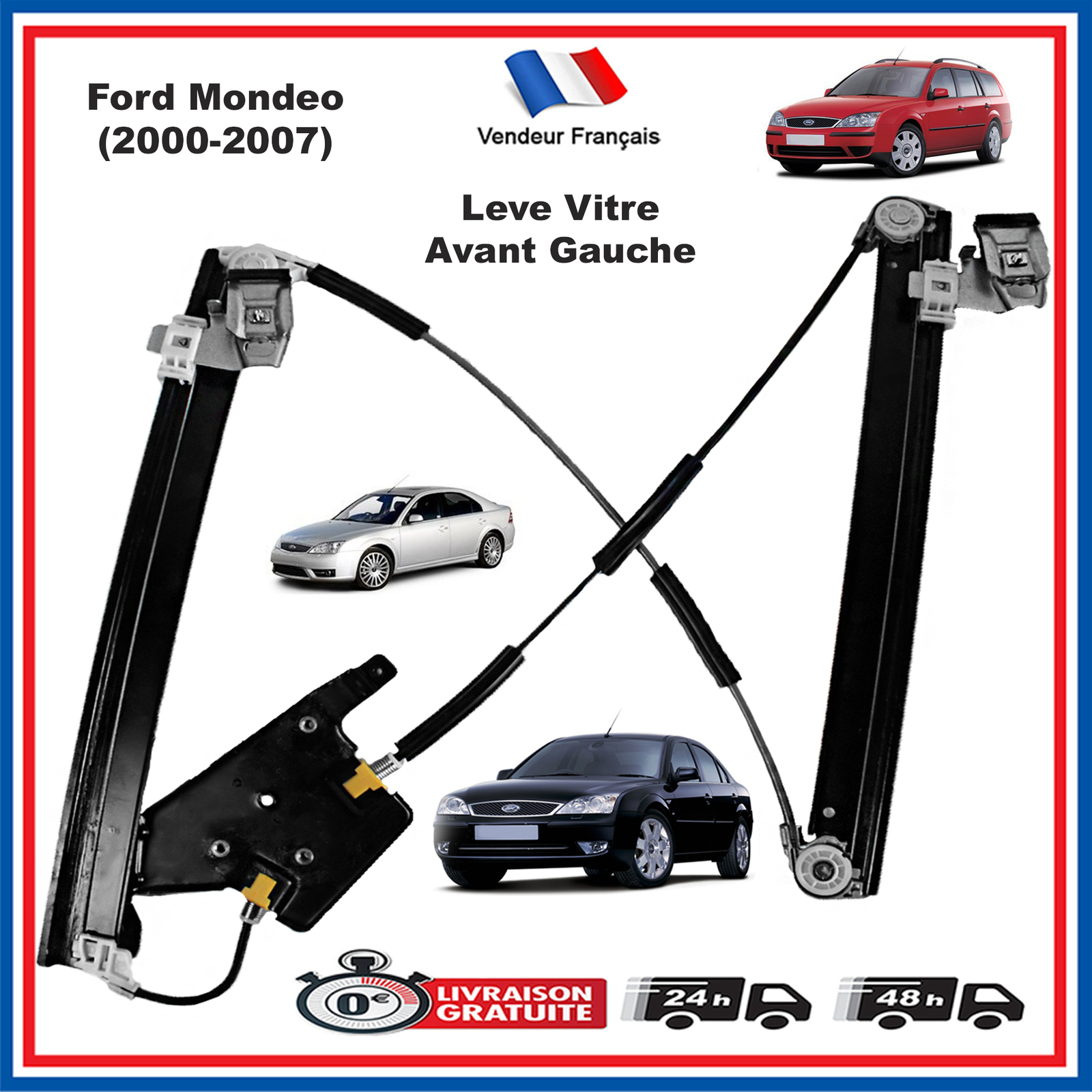 Lève vitre électrique Mondeo en panne ? Remplacez votre mécanisme conducteur Ford 2000-2007