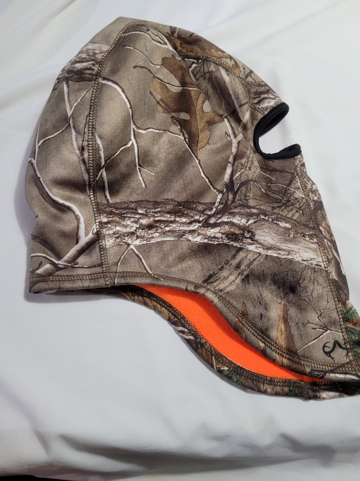 REALTREE EDGE FULL FACE MASK HAT HOOD CAMO ORANGE FLEECE LINED PERFECT