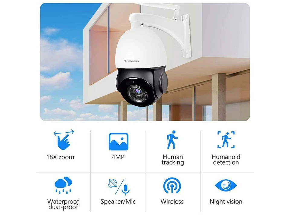 5MP HD WIFI IR Ai Humanoid security outdoor 18X Zoom PTZ IP Camera CS66Q-X18 - Image 3 of 4