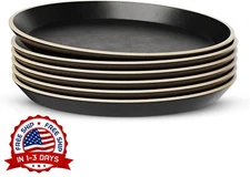 Plato Redondo Para Ensalada/Postre De 8.5 Pulgadas, Juego De 6, (Negro carbón)