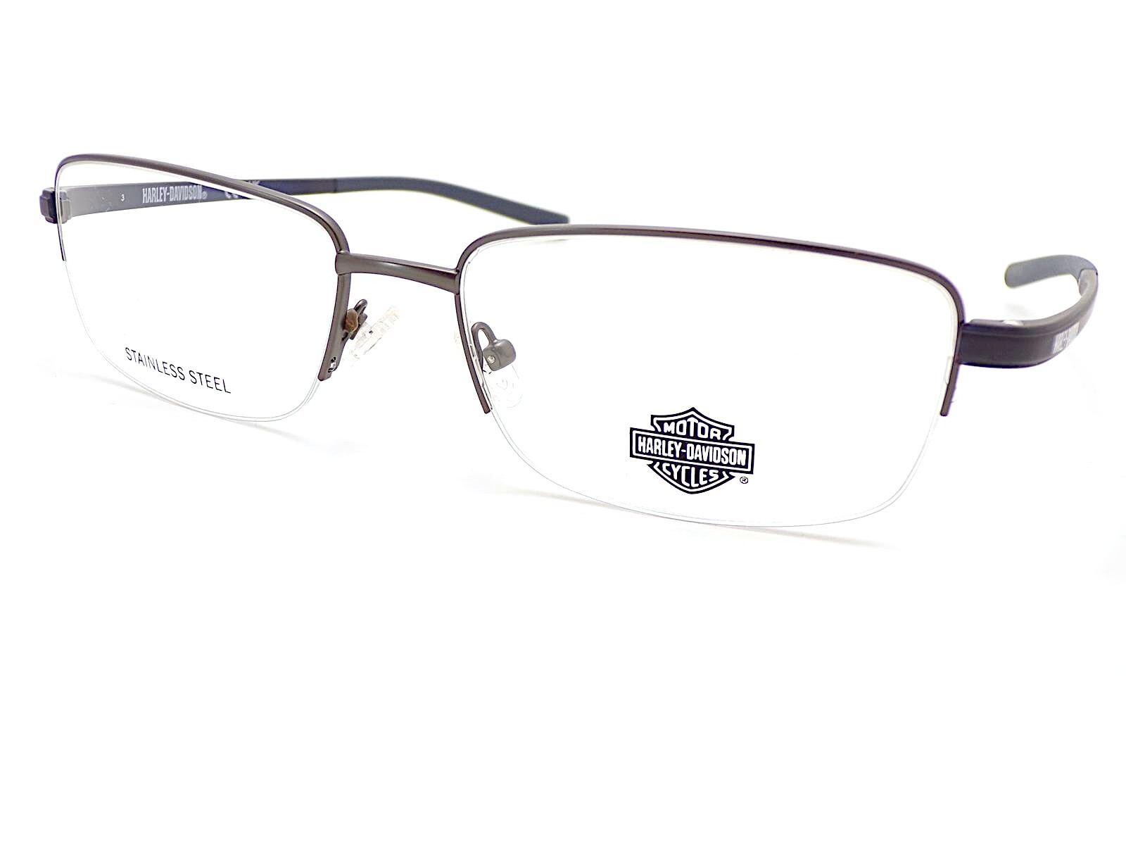 Harley Davidson Glasses Frame Gunmetal with Blue Semi Rimless 58mm HD00017 009
