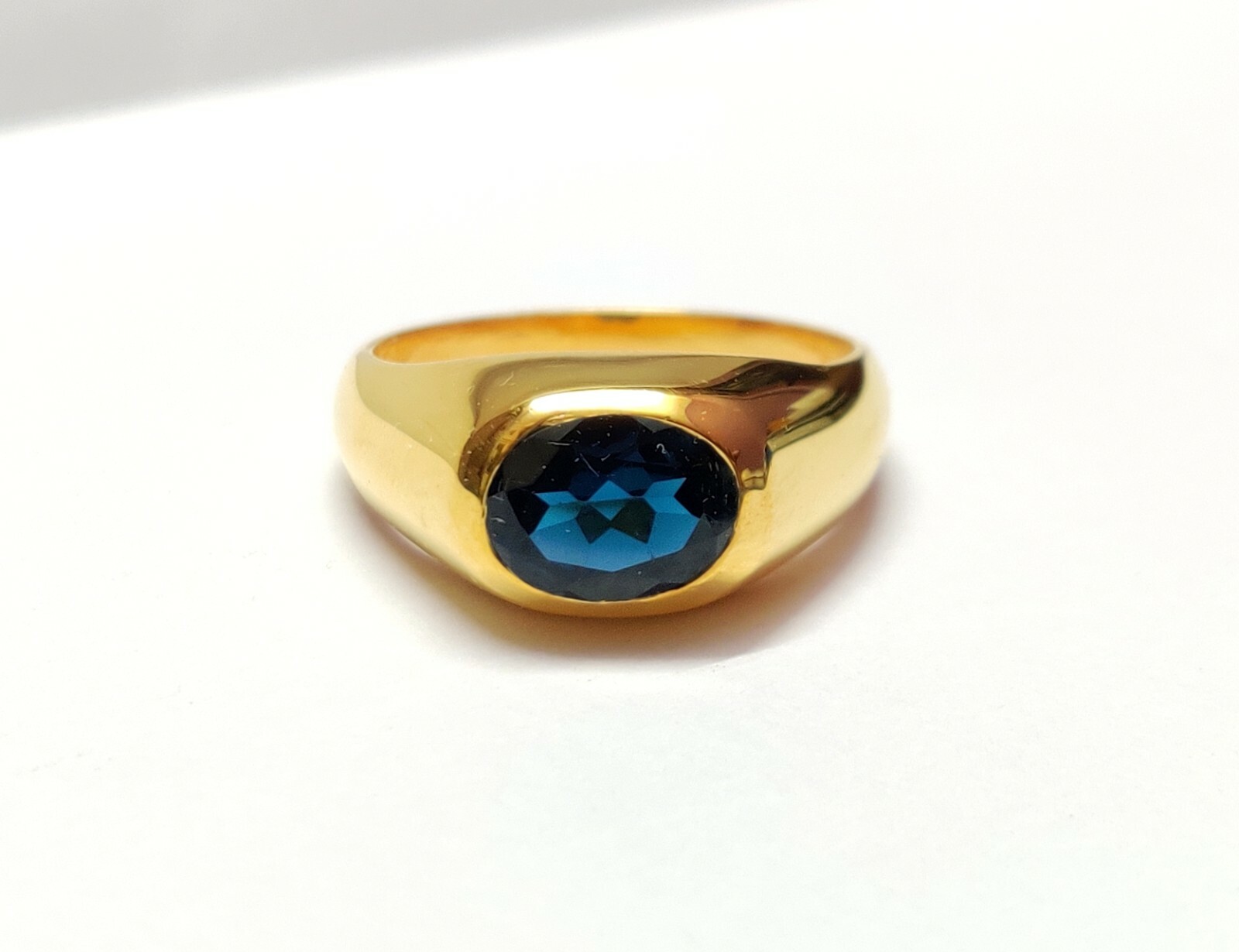 London Blue Topaz Mens Ring Gold Micron London Blue Topaz Cocktail Ring