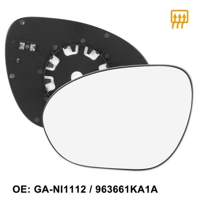 Mirror Glass Heated w/ Backing Left Side LH for Nissan Cube Juke 2009-2014