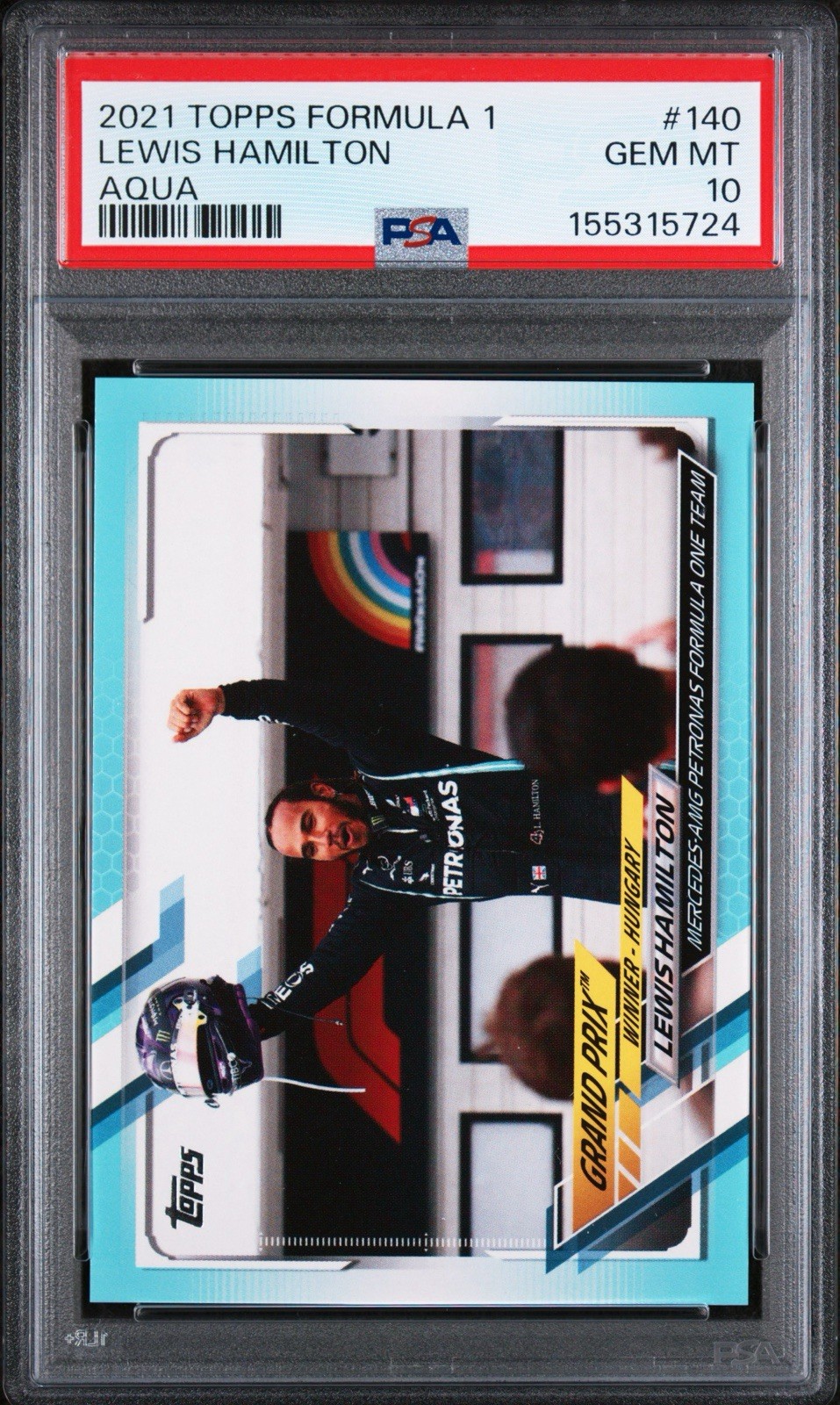 2021 TOPPS FORMULA 1 #140 LEWIS HAMILTON AQUA /199 PSA 10