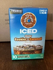 Original Donut Shop Coffee Iced Duos Cookies & Caramel 10 K Cups Keurig New !