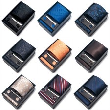 Conjunto de gemelos formales de corbata de boda cuadrados de bolsillo y corbata lisa para hombre