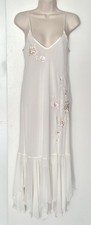 California Dynasty Embroidered Nightgown Dress Ivory Size Medium
