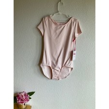 Justice Girls Pink Cap Sleeve Bow Back Ballet Leotard Size L 12/14 NWT