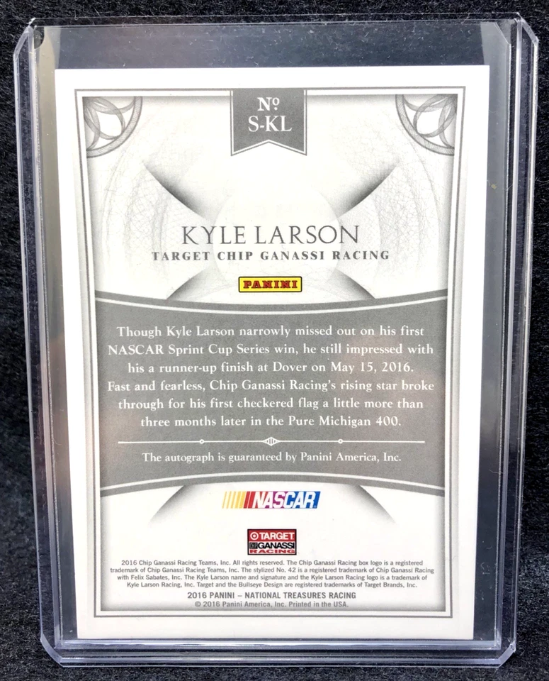 Kyle Larson 2016 Panini National Treasures Signatures Autograph #1/20 First Made - Image 3 of 3