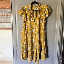 Anthropologie Women's The Shelbie Coastal Print Tiered Mini Dress, Yellow, M