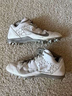 Nike Speed Lax 4 Mens 11 White Gray Football Lacrosse Shoe Cleats 616297 100