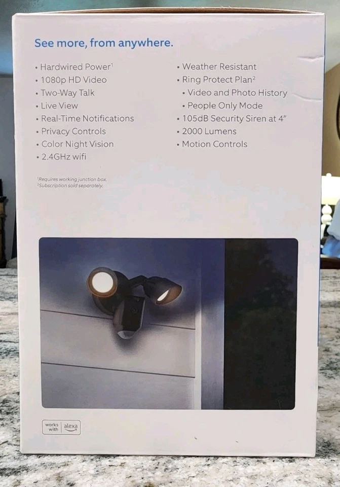 New Ring Floodlight Cam Wired Plus Outdoor Camera Black  - Image 3 of 4
