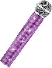 Fake Microphone Prop, Sparkly Bling Rhinestones Mic, Purple