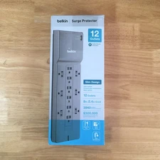 Belkin 12-Outlet Surge Protector Power Strip 12 AC Outlets & 8ft Flat Plug