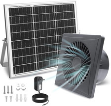 Solar Exhaust Fan, 25W Solar Panel 8" Ventilation Vent Fan, with Power Adapter