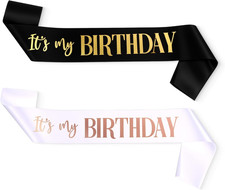 It'S My Birthday Sash 2 Packs Birthday Sash for Women Black and White Happy Birt