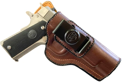 1911 4"/4.25" MIDSIZE (COLT/KIMBER/SPRINGFIELD/S&W) IWB Brown Leather Holster - Image 1 of 4