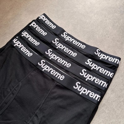 Supreme Hanes Men's Boxer Briefs 4 Pack Cotton Underwear Black