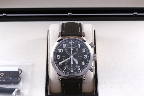 Patek Philippe Calatrava Pilot Travel Time Chronograph Khaki White Gold 5924G