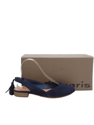 Tamaris flache Damenschuhe UK 5 blau 100 % Wildleder Ballerinas