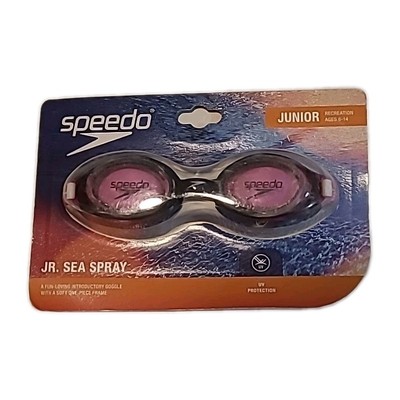 Speedo JUNIOR Sea Spray Punch Black Swimming Goggles Latex Free ~ UV Protection