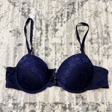 Laura Ashley Navy Blue Lace Floral Push Up Bra Underwire 36C Comfort 5605-49
