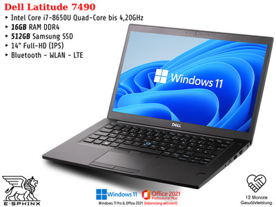 Dell Latitude 7490 (Touch) | Intel i7-8650 | 16GB RAM | 512GB NVMe | Win 11