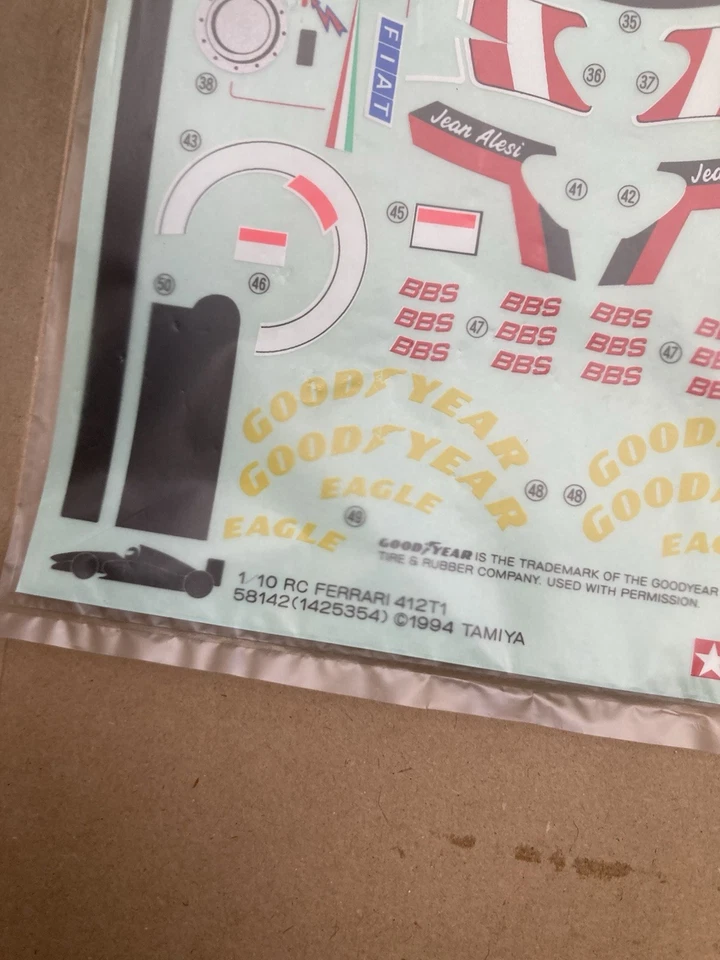 TAMIYA 58142 F-1 F101 F102 FERRARI 412T1 1/10 VINTAGE BODY PARTS SET VERY RARE - Image 4 of 4