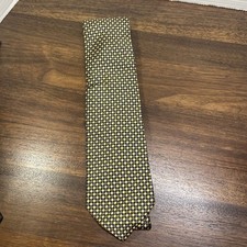 Vintage Geoffrey Beene 100% Silk Men Tie Made In USA frantic from Italy Yellow