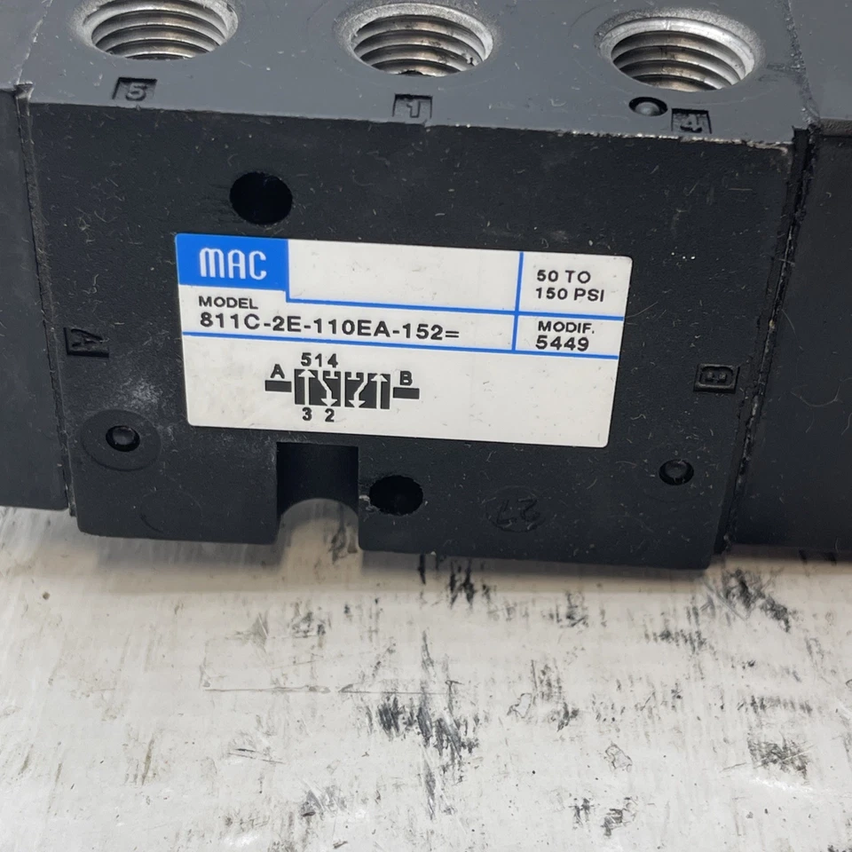 Electroválvula neumática de aire MAC 811C-2E-110EA-152 120V 150 PSI 1/4" NPT 5 vías Foto 2 de 4