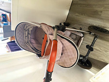 Grey & Brown Single Pushchair with Hood/Canopy, From Birth, Rubber Tyres