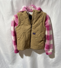 Bass Creek Outfitters Girls Vested Jacket Brown/Pink Check Size 10/12