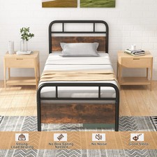 Single Bed Frame w/ Headboard & Footboard Heavy-duty Metal Platform Bed Frame