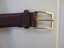 Vintage Lands End Leather Dress Belt Men's 42 Brass Buckle Made in USA