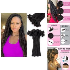 Human Hair Loc Extensions 10 Inch 60 Strands 1B Natural Black for Men Women Kids