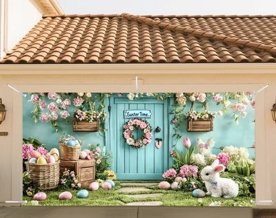 Easter Bunny Eggs Spring Garage Door Cover Door Banner Garden Decor