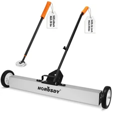 HORUSDY 36-Inch Rolling Magnetic Sweeper with Wheels | 40-Inch Telescoping Ma...