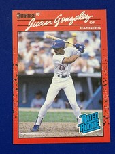 ⚾ 1990 Donruss Baseball Base Rookie Card #33 Juan GONZALEZ - Reverse Negative ⚾. rookie card picture