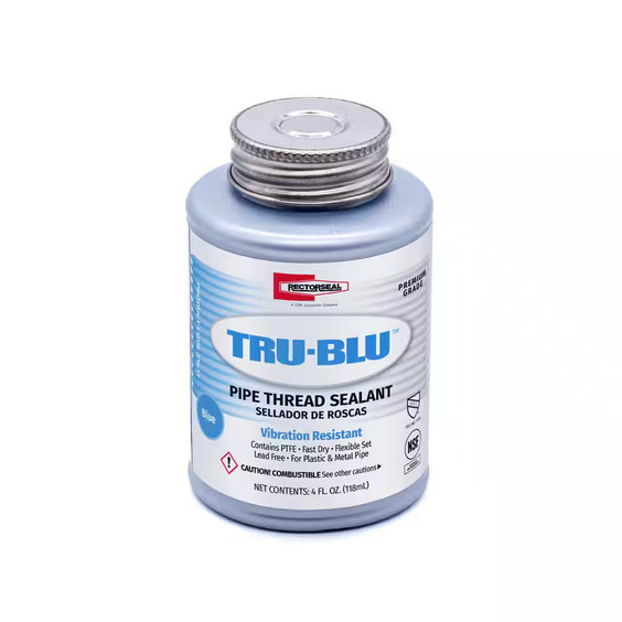Tru-Blu Pipe Thread Sealant 4oz with PTFE – Fast-Set, Leak-Proof