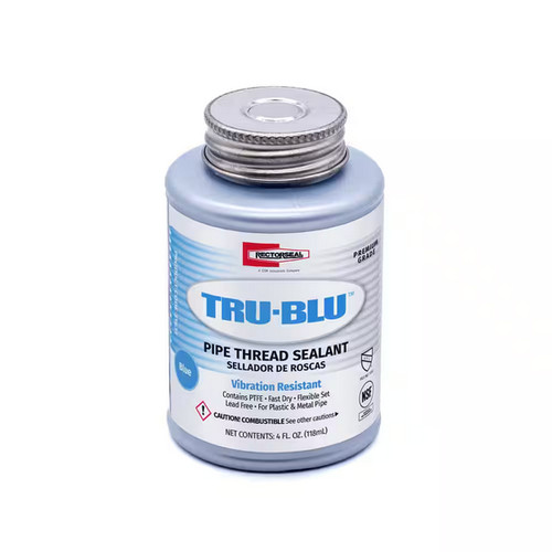 Tru-Blu Pipe Thread Sealant 4oz with PTFE – Fast-Set, Leak-Proof