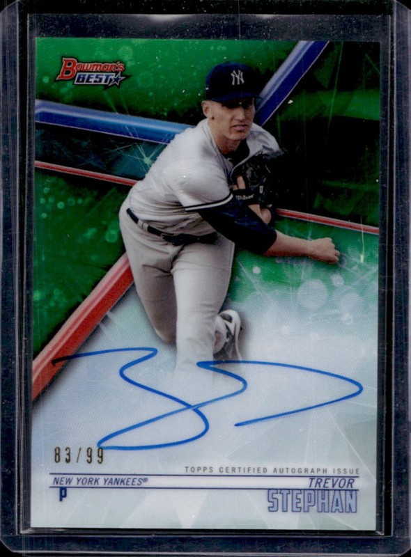 2018 Bowman's Best Trevor Stephan Auto Autograph Green Refractor #/99 Yankees