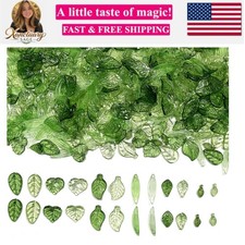 Green Acrylic Leaf Beads 120PCS, Leaf Charms for Jewelry Making