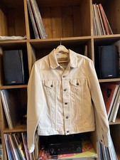Men’s Levi’s Cord Jacket Medium Cream  VGC Slim Fit Small Hole Hence Price